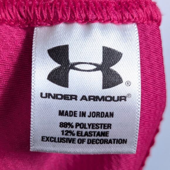 Under Armour HeatGear Fitted Tee Womens M Workout Pink Stretch Athletic Shirt - Picture 3 of 4